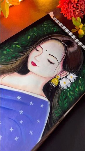 Traditional girl drawing 💜✨🍀 aesthetic girl drawing#art #drawing #shorts