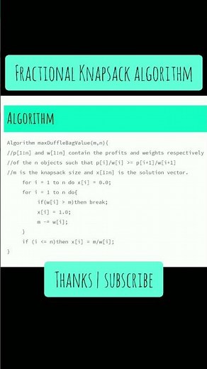 Fractional knapsack problem | Greedy approach #shorts