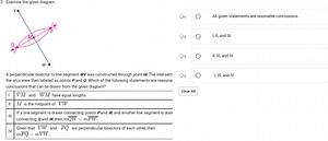 Examine the given diagram.A perpendicular bisector to line se... | Filo