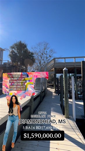 🌴 Luxury Waterfront Estate in Diamondhead, Mississippi Where Southern Charm Meets High-End Bayou Living 🌅Property Features 5 Bedrooms | 6 Bathrooms | 7,500 Sq Ft Waterfront — Bayou Front with Boat Access Fully Furnished Luxury Estate All-brick stucco construction with timeless architecture 21-foot soaring ceilings & rich crown molding Mother-in-law suite with private living quarters Control4 Smart Home System (AC, lights, music, TVs, cameras) Six AC systems for zoned comfort Temperature-contro