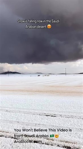 Arab Local on Instagram: "From golden dunes to white peaks. ❄️🐪 Witnessing the rare and breathtaking magic of snow falling in the Saudi desert. Moments like this remind us of nature’s incredible surprises. 🎥 Clip by @Titan Twitter #SaudiArabia #Snow #Tabuk #Winter #Nature"