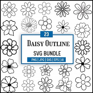 Daisy Outline SVG Bundle: Spring & Summer Designs (digital Download - Etsy