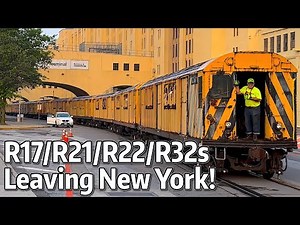 ⁴ᴷ⁶⁰ R17/R21/R22 Continuous Welded Rail cars and R32s leaving NYC to be Scrapped