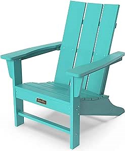 SERWALL Modern Adirondack Chair, HIPS Weather Resistant Adirondack Chairs, Plastic Outdoor Chairs- Looks Exactly Like Real Wood, Baby Blue