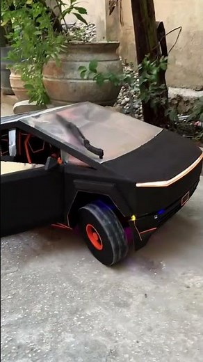 how to make rc car with dc motor || how to make a cardboard cyber truck car for school project