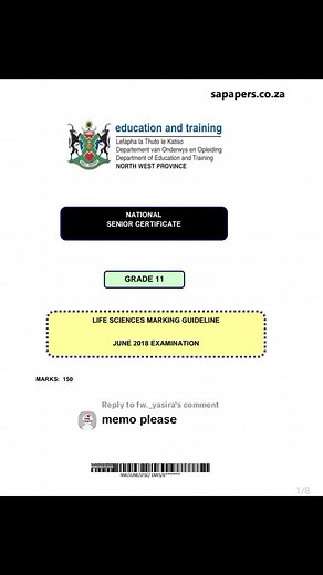 Grade 11 Life Sciences June 2018 Exam Memo
