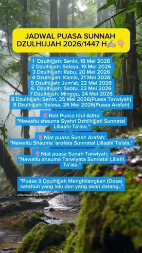 Jadwal Puasa Sunnah Dzulhijjah 2026/1447 H