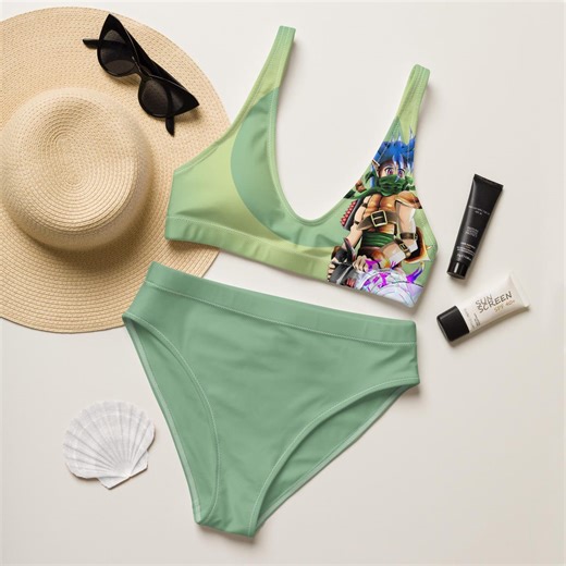Anime Elf Warrior High-waisted Bikini – Hand-drawn Manga Swimsuit, Fantasy Beach Outfit - Etsy