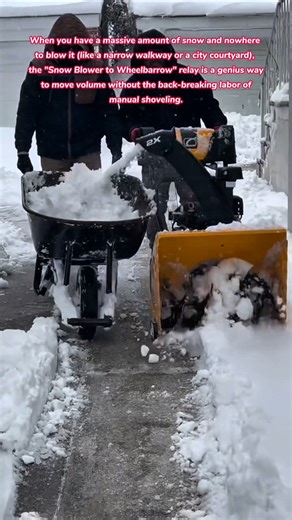🚀 Work Smarter, Not Harder! ❄️ The Ultimate Snow Blower & Wheelbarrow Tag-Team 🛠️💨 #snow #winter