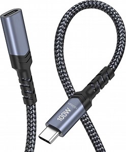 NÖRDIC USBC-N1153 - Nylon gevlochten USB-C verlengkabel 25cm - 100W Power Delivery -... | bol