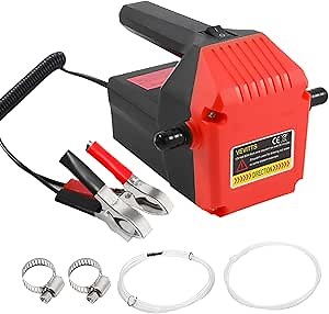 80w Oil Change Extractor Pump 12V Oil Extractor Pump for Changing Diesel Fluid Scavenge Suction Oil Transfer Pump Kits for Jet Ski, Truck, RV, ATV, Boat (Red)