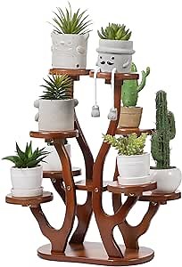 Plant Stands Bamboo 8 Pottred Plant Stand Rack Multiple Flower Pot Holder Corner Balcony Living Room Shelf Indoor Plant Stands Indoor