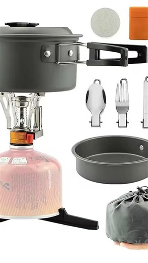 7outdoor-Lordes on Instagram: "CAMP. COOK. MOVE. 🔥🏕️ This portable camping cookware set is a must-have outdoor cooking essential for camping, hiking, backpacking, road trips, and survival adventures. ✔️ Lightweight & compact camping cookware ✔️ Durable non-stick camping pot & pan set ✔️ Portable camping non refillable gas(gas sold separately) ✔️ Easy to pack, fast to cook, built for the outdoors Perfect for outdoor lovers, hikers, campers, travelers, and survivalists who want reliable camping