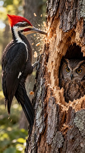 The Woodpecker Built a Home… Then Someone Else Moved In 🦉🌲