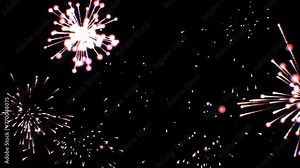 An animated black screen video with a fireworks theme can be used as a background or template