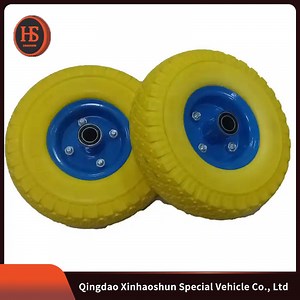 [Hot Item] 3.00-4 Polyurethane PU Foam Filled Tire Wheels PU Rubber Wheel with Plastic Rim for Wagon Trolley