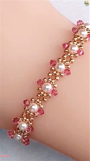 4.4K views · 96 reactions | How to make Beautiful Pearl and Crystal Bead Bracelet Tutorial  Materials   16 Swarovski pearls (4mm)  32 Swarovski bicone beads (3mm)  MUYUKI seed beads 11/0(gold)  Lobster clasp and chain tab  2 jump rings  Beading thread (Fire Line 4LB ~0.127mm)  Beading needle (#11) | Wedding Decoration Ideas | Facebook