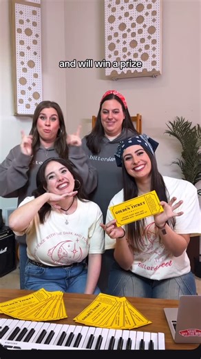 Cimorelli on Instagram: "GOLDEN TICKET WEEK IS NEXT WEEK!!! EVERY SINGLE PERSON who buys something in our store will get a golden ticket in their package and WIN A PRIZE! What do you want us to sing next!"
