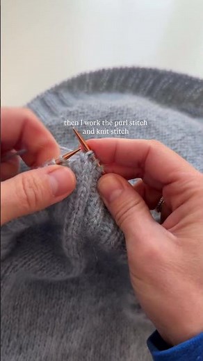 Preparing for a tubular bind off on a 2x2 rib knit sweater 🧶