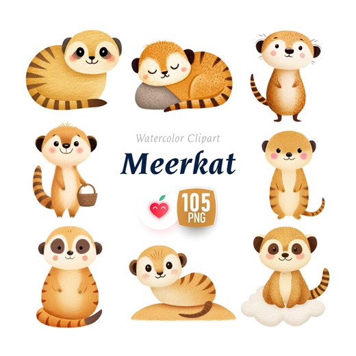 Meerkat Clipart PNG, Watercolor Baby Meerkat Illustration, Safari Jungle Nursery Wall Art - Etsy