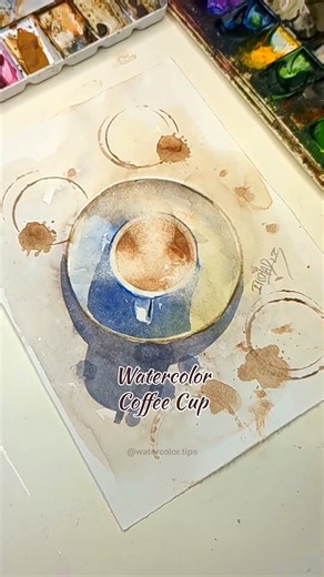 ☕ Watercolor Cozy Coffee Mug Hack! Perfect Circles, No Compass! 📐 | Watercolor Tips #painting