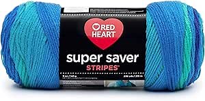 Red Heart Super Saver Yarn, Stripe - Cool