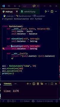 🔥 Python OOP in 30 Seconds – Build an ATM! #python #coding #shorts
