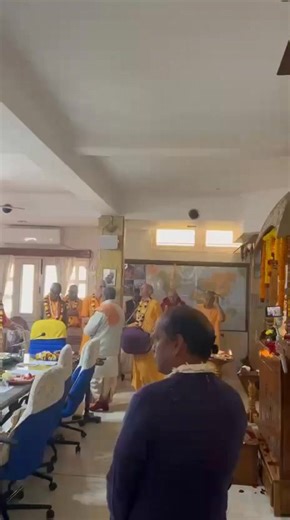 Guru puja before the beginning of GBC meetings at ISKCON Mayapur #iskcon | Gauranga Das