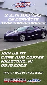 Join us at the Millstone NJ, Cars and Coffee this Sunday, 18th May and get to see our awesome 1250HP Stage 2 YENKO/SC® Stingray! #carsandcoffee #millstone #millstonenj #carsandcoffeenj #YENKOCorvette #corvette #SpecialtyVehicleEngineering #yenko #vette #nitto #brembo #YenkoSC #speedaddict #Performance #chevylove #chevrolet #dupontregistry #nittotires #chevylove #stage1 #Collectible #cars #brembobrakes | Specialty Vehicle Engineering, Inc.