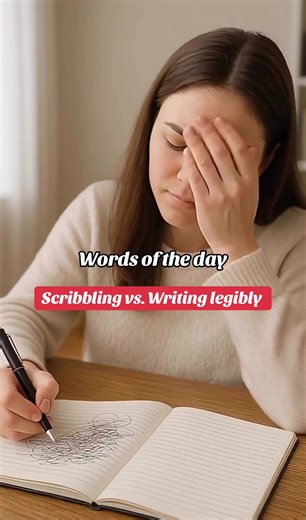 Words of the day! Know the difference between scribbling vs. Writing legibly! Practice them and follow for more. #english #learnenglish #vocabulary #practice
