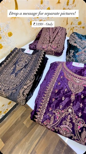 Ali Colours on Instagram: "𝗧𝗵𝗲 𝗘𝗺𝗯𝗿𝗼𝗶𝗱𝗲𝗿𝗲𝗱 𝗟𝘂𝘅𝘂𝗿𝗶𝗼𝘂𝘀 𝗩𝗲𝗹𝘃𝗲𝘁 𝗖𝗼𝗹𝗹𝗲𝗰𝘁𝗶𝗼𝗻✨ 3-Piece Luxury Unstitched Outfit Fabric : 100% Original Guaranteed Visit us at : Ali Colours (Women's Clothing Store