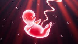 Human embryo model, 3d rendering. Motion Graphic.