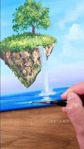 floating island acrylic painting #art #shorts #paintingideas