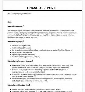 Financial Report Template: Business Financial Statement (digital Download) - Etsy