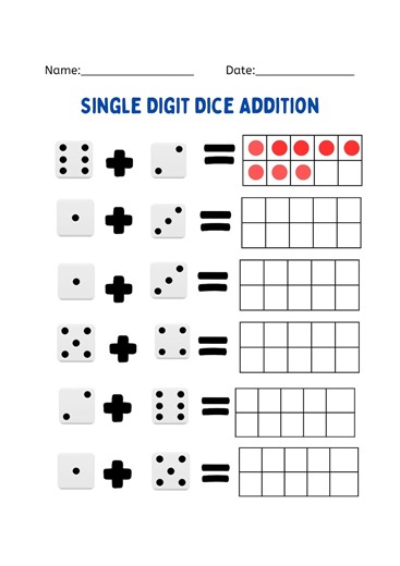 20 Printable Domino Addition Worksheets | 1st Grade & Kindergarten Math | Number Sentences Activity - Etsy Denmark