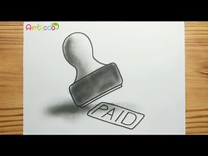 HOW TO DRAWING EASY REALISTIC RUBBER STAMP