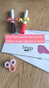 I Spy Digraphs 👀 Ensuring children spot digraphs within words is an essential skill for reading. Knowing when two letters make one sound means that children will sound out and blend the sounds within the word correctly. Mastering this skill is also crucial for passing the Year 1 phonics screening. When I found these wacky eyes in the local toy shop I thought they would be great as a little tool and prompt to spot the digraphs within both real and nonsense words. They fit really nicely onto chun