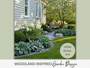 Shade Garden Design Plan | Premade Landscape: Zones 4-8, Pre-planned Landscape (digital Download) - Etsy