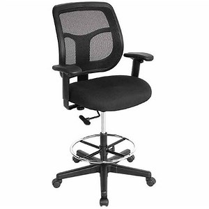 Eurotech Seating DFT9800-5806 Apollo Dove Black Fabric / Mesh Swivel Drafting Stool