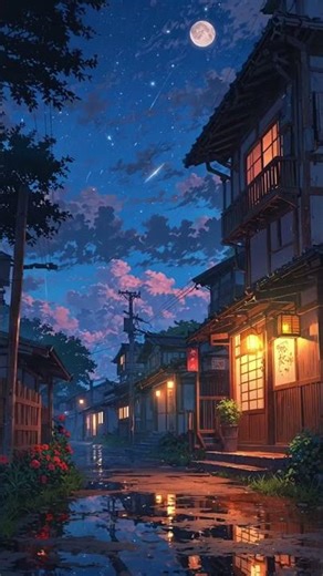 Moonlit Alley After the Rain | Cinematic Loop 🌙 #aesthetic #calmvibes #peaceful
