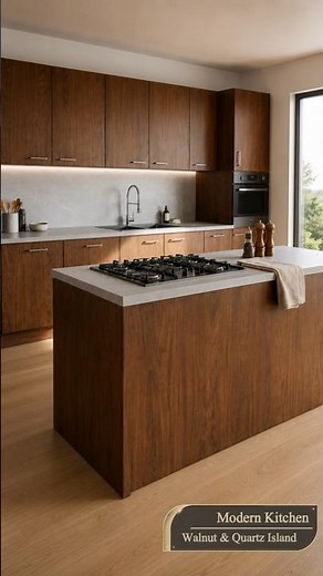 Revit BIM Model: Modern Walnut & Quartz Kitchen Island