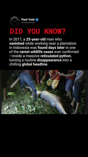 In March 2017, Akbar Salubiro, a 25-year-old man from a remote village in Sulawesi, went missing after heading out to work near an oil palm plantation. When he failed to return, his family and local residents organized a search. Two days later, villagers noticed a large reticulated python moving unusually slowly near the area. Authorities later confirmed that Salubiro’s remains were found inside the snake, making the case one of the first widely documented and confirmed incidents of a python fat