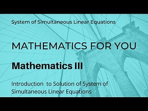 Introduction to System of Simultaneous Linear Equations | Unit 2 | M3