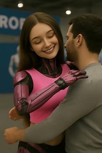 Humanoid Android Responds to Sensory Input: A Warm Hug at Futuristic Tech Exhibition