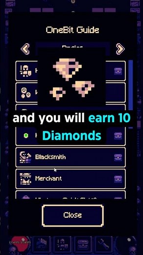 OneBit Adventure's Guide now gives Diamonds! #indiegame #onebit