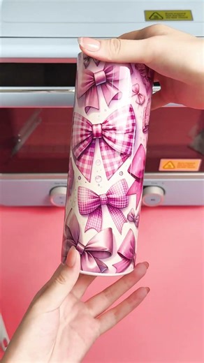 How to Make Trendy Pink Bow Tumbler Set at once with 40L Oven🎀 #pydlife #sublimation #tumbler