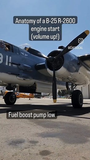 B25 ENGINE START UP. #airforce #fypシ #warbird #warbirds #b25 #b25mitchell | World Of Aviation