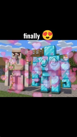 Iron golem finds his love 😘 # #minecraft