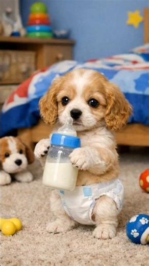 Perrito Cocker spaniel inglés bebé con biberón #dog #puppy #cute