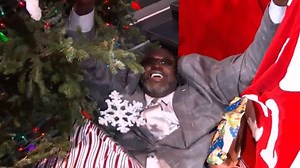 TNT chaos as Shaq struggles to get up after re-enacting Christmas tree fall